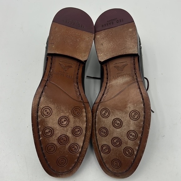 TED BAKER LONDON PORTER OXFORD MENS SIZE 7 GRAY BLACK PRINT LEATHER SHOES - Picture 9 of 11